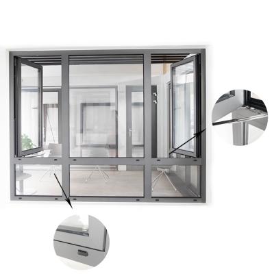 China Energy Star Magnetic Modern Custom Triple Pane Aluminum Screen Tilt And Turn Window for sale