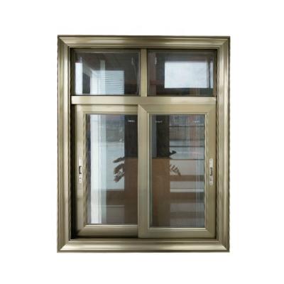 China European Standard Double Glazed Magnetic Screen Champagne Color Aluminum Sliding Window for sale