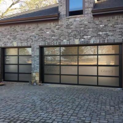 China American Luxury Modern Full View Tempered Glass Automatic Motor Garage Aluminum Sliding Door Waterproof for sale