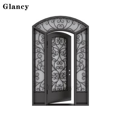 China Modern China Supplier Custom Design Iron Wrought House Villa Outdoor Security Metal Front Doors for sale