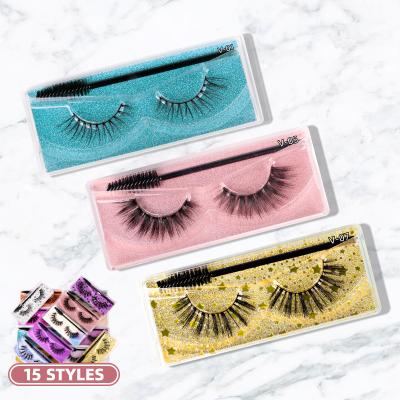 China Thin Dense False Eyelashes With Various Color Carton Styles With 3D Brush Small Eyelash Curl Natural Soft Thick Spiral Lashes for sale