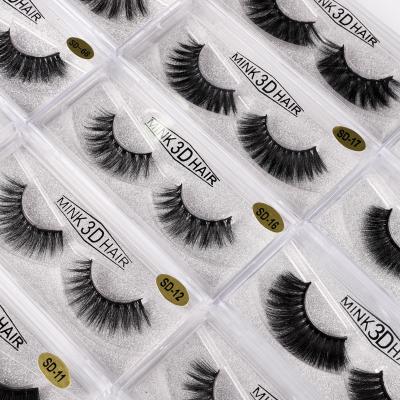 China Customized Thick Dense Handmade 3d Mink Lashes False Eyelashes Wrapping Mink Lashes Strip Natural Beauty Volume Eyelashes Extension for sale