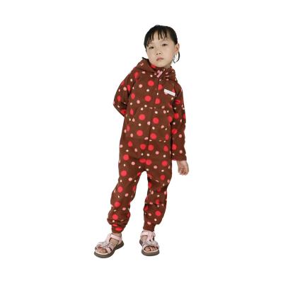 China Brown Wave Point Windproof Fleece Friendly Kids Warm And Skin Pajamas for sale