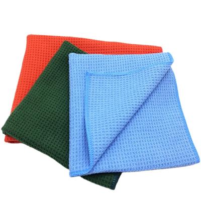 China Quick Dry No Fiber Microfiber Waffle Towel Car Window Glass Cleaning Towel for sale