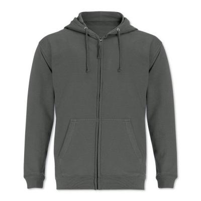 China Factory Supply Cozy Dark Gray Open Front Zip Up Work Hoodie for sale