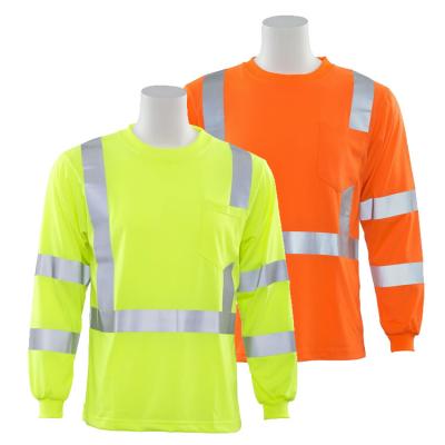 China High Visibility Hot Sale Long Sleeve Construction Orange Reflective Safety Work Shirt for sale