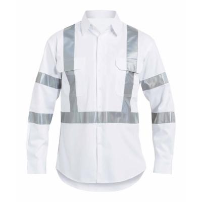 China Hot Selling High Visibility High Visibility Cotton Long Sleeve Road Traffic White Vented Safety Reflective Breathable X Vis Back Work Shirt Hi for sale