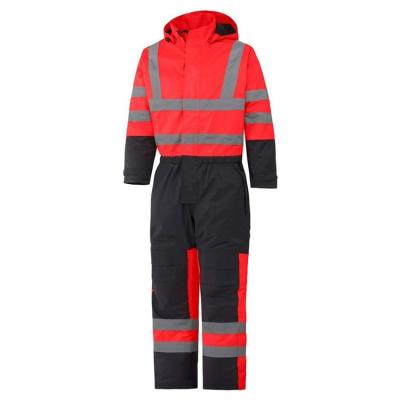 China Factory Supply High Visibility Orange/Black One Piece Hi Vis Freezer High Visibility Waterproof Quilted Winter Insulated Workwear for sale