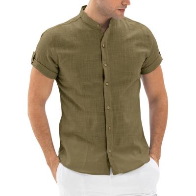 China Wholesale Cotton Canvas Breathable Shirts Mens Clothing Breathable Custom Logo Short Sleeve Dress Shirt for sale