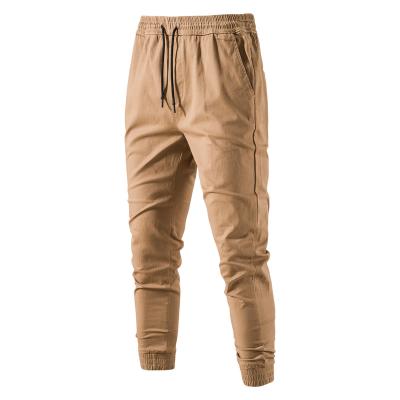 China Male 100% Elastic Cotton Cargo Pants Men Soild Breathable Causal Drawstring Color Autumn Streetwear Joggers Trousers For Men for sale