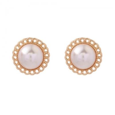 China Romantic Earring For Women Fashion Statement Imitation Pearl 18k Gold Plated Pearl Earrings Wholesale for sale