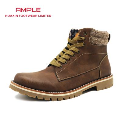 China Custom Made Round Winter Boot Men's Casual Fashion Lace Leather Ankle Boots Comfortable for sale