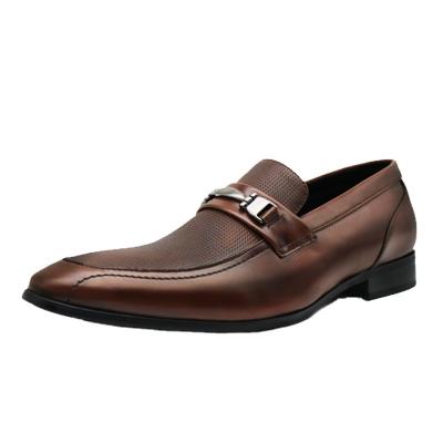 China 2022 hot sale men's office formal wedding loafers slip-on elegant leather shoes anti-skid for sale