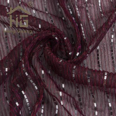 China QUICK DRY custom metallic yarn pleated 100% polyester moonlight sequin tulle knit lurex printed glitter fabric with curtain hometextile for sale