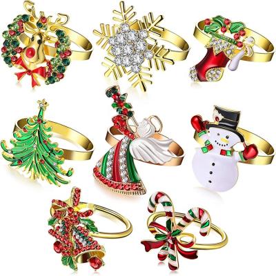 China 2021 New Arrivals Christmas Supplies Christmas Table Decoration Gold Napkin Rings Eco-friendly Christmas Decoration for sale