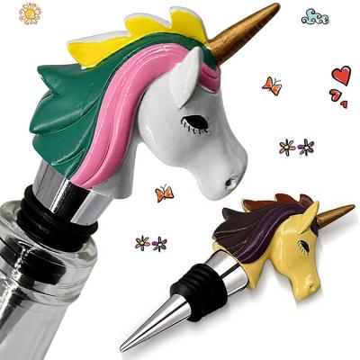 China 2020 Hot Selling Cute Eco-friendly Amazon Unicorn Design Stainless Steel Kitchen Decor Custom Wine Stopper Champagne Bottle Stopper for sale