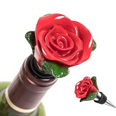 China 2020 Viable Amazon Success New Arrival Rose Shape Design Stainless Steel Metal Wine Bottle Stopper For Women for sale