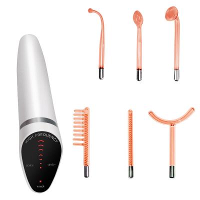 China Home Facial Care Magic Wand High Frequency Facial Beauty Machine With 6 Tubes Ultrasonic Beauty Machine for sale