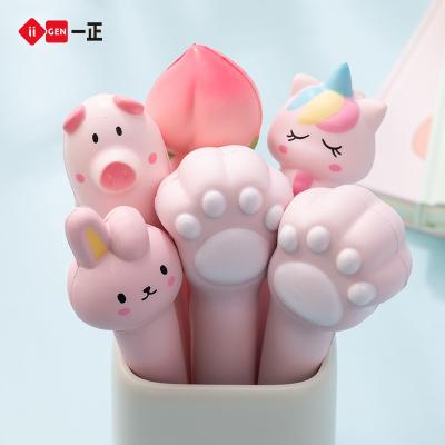 China Normal Soft High Quality Cute Gel Pen Best Student Cartoon Gift For Kids Decompression Squishy Pens With Black Ink Replacement Refills for sale