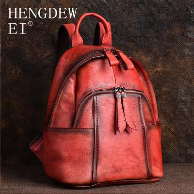 China Chinese style original Hengdewei backpack leather personality large capacity sweeping retro casual fashion European and American backpack for sale