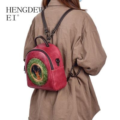 China Chinese style Hengdewei leather retro new temperament small shoulder bag embossed hand-colored deer a variety of back handbags for sale