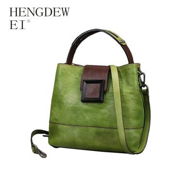 China Hengdewei Daily Used High Quality Leather Bag Retro Women's Leather Large Capacity Bag Simple Cream Tree Handbag Fashion News for sale