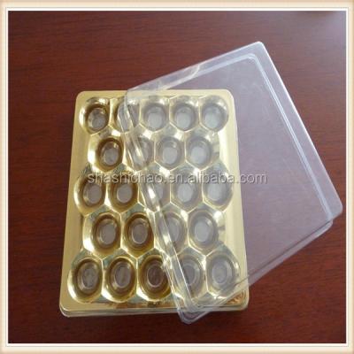 China Disposable Food Chocolate Box , 24 Cavity Chocolate Containers With Clear Lid for sale