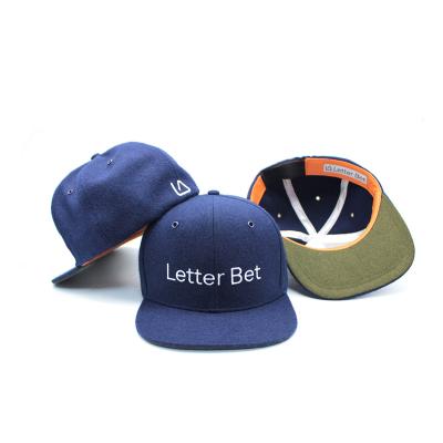 China High End Embroidery JOINT Logo Wool Material Leather Headband Snapback Hat for sale