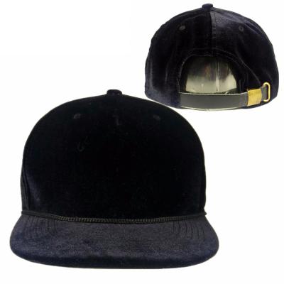 China Custom Velvet Fashion Hat 5 Panel Black Stylish Hip Hop Snapback Hat COMMON for sale