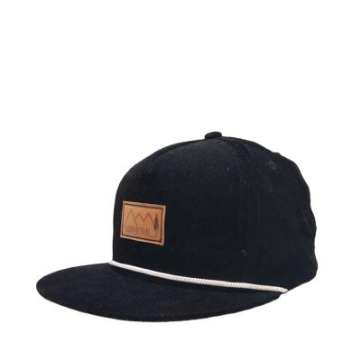 China JOINT Custom Leather Patch Corduroy 5 Panel Hat Snapback Hat Producer for sale