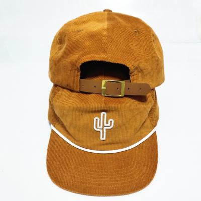 China 5 Panel Vintage Corduroy Embroidered COMMON Flat Brim Snapback Unstructured Hat for sale