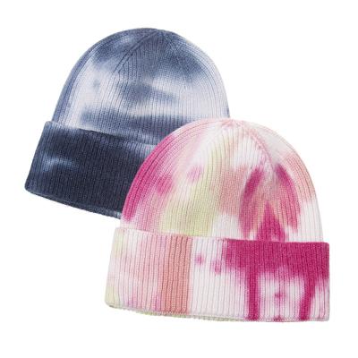 China New Fashion COMMON Wholesale Winter Beanie Hat Colorful Knitted Tie Dye Hat Warm Knitted Beanie for sale