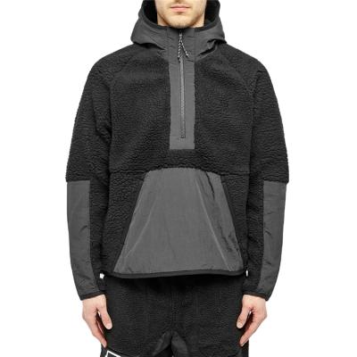 China Men's QUICK DRY Custom Hooded Patchwork Hoodies Fleece Edge Elastic Half Cuff Zip for sale