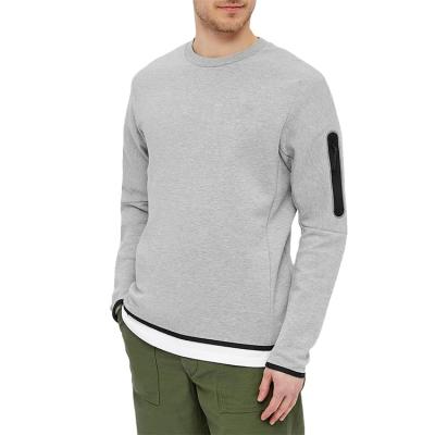 China Pullover Ribbed Crewneck Custom Mens Lightweight Ribbed Trims Sweatshirts Utility Pocket for sale