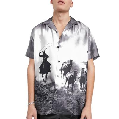 China Wholesale Custom Print Western Collar Mens Anti-pilling Short Sleeve Button Up Casual Fit Shirts for sale