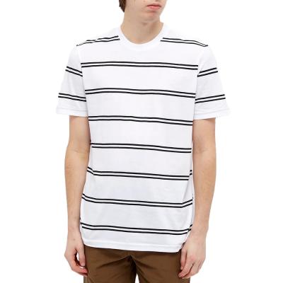 China Anti-wrinkle men's double stripe t-shirt white blue green orange casual cotton printing 100% customization for sale