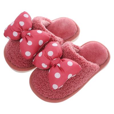 China Girls round autumn and winter indoor non-slip princess cotton slippers cute parent-child cartoon children baby slippers for sale