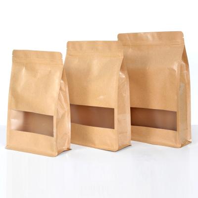 China Wholesale Recycled Materials China Gusset Side Rack Up Pouch Kraft Paper Bag With Clear Oval Window Accept Custom Logo For Food Packaging Bag for sale