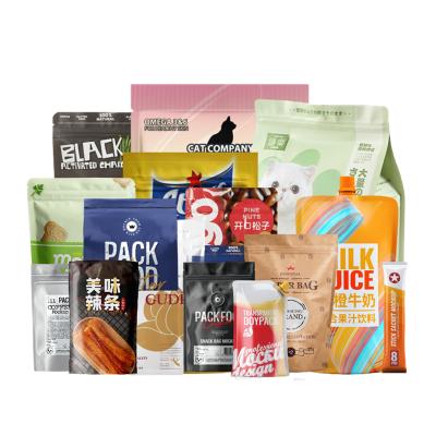 China Hot Sale Waterproof Custom Printing Small Three Sides Sealed Zip Lock Rack Up Pouch Bags Paper Bag Food Grade Three Side Seal for sale