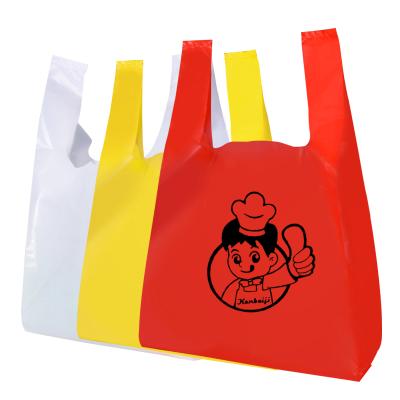 China Custom Recyclable Printed Poly Safety Vest Plastic Bag Carrier Bag T-Shirt Shopping Bags for sale