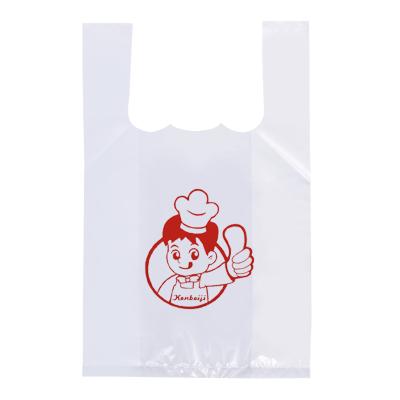 China Custom Clear Plastic Food Storage Safety Smile White T-Shirt Bag With Handle for sale