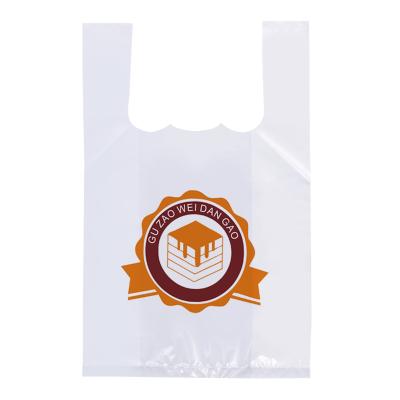 China Custom Recyclable Printed Plastic Safety Vest HDPE Carrier Bag T-Shirt Shopping Bag for sale