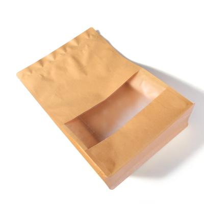 China Security Resealable Clear Window Stand Up Zipper Tea Pouch Kraft Paper Eight Edge-Sealing Bag for sale