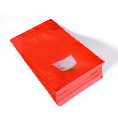 China Red Glossy Recycling Safety Storage Bag Eight Side Sealing Bag With Window for sale