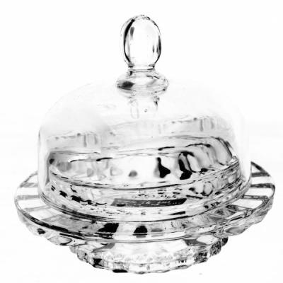 China Christmas Gift Minimalist Clear Crystal Round Clear Butter Glass Jar for sale