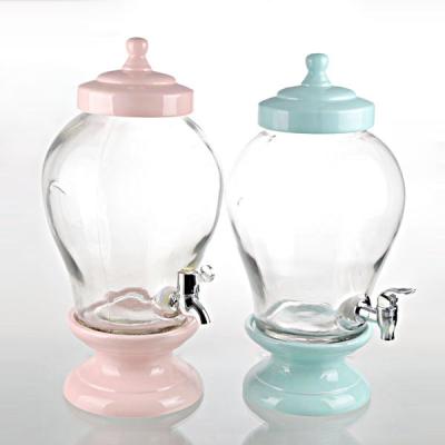 China New Style Glass Beverage Bottle Dispenser With Tap for sale