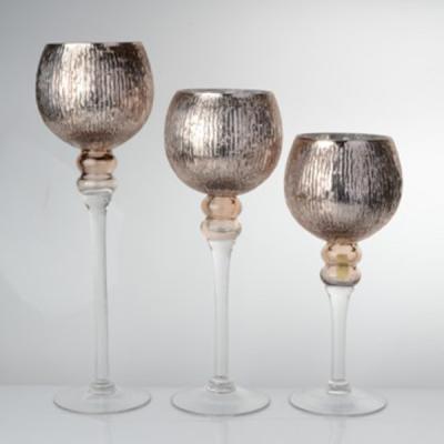 China Gold Wholesale Home Decoration Mercury Glass Candle Holders for sale