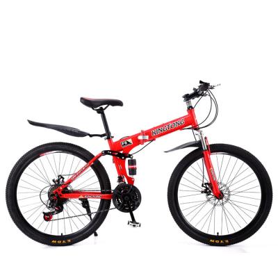 China Adult variable speed double disc brake export mountain bike flat dirt folding shock absorber bicycle off-road single piece dropshipping for sale