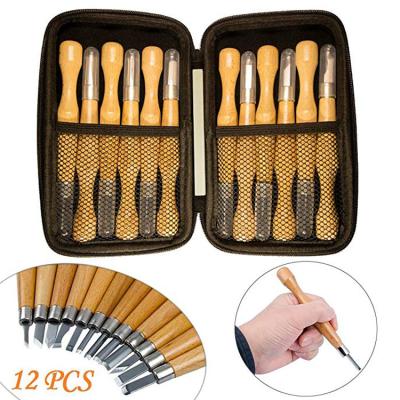 China Carving 12pcs Beech Handle Carving Knife Kit With Steel SK7 Blade for sale