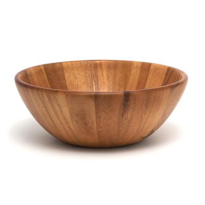 China 2022 New Design Disposable Large Bowl Acacia Wood Salad Bowl Hot Popular Simple Bamboo Salad Bowl for sale